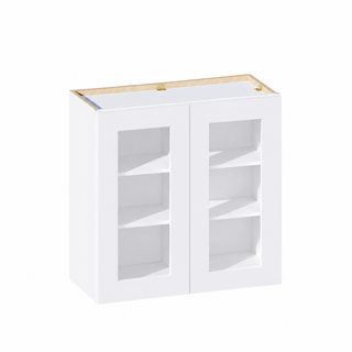 Classic White - 30"W × 30"H Glass-Door Wall Cabinet