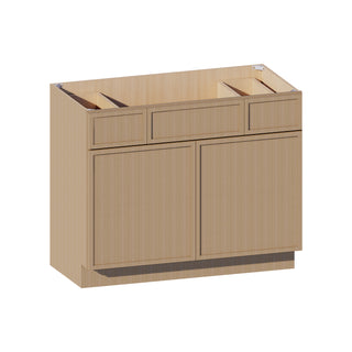 Slim White Oak - 42"W Centered-Sink Vanity Combo Cabinet