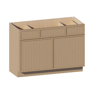 Slim White Oak - 48"W Centered-Sink Vanity Combo Cabinet