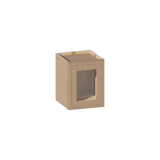 Slim White Oak - 12"W × 15"H Glass-Door Wall Cabinet