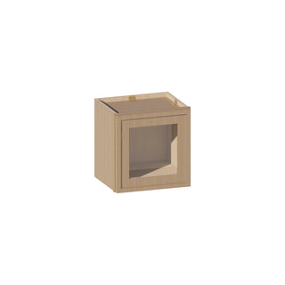 Slim White Oak - 15"W × 15"H Glass-Door Wall Cabinet