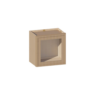 Slim White Oak - 18"W × 18"H Glass-Door Wall Cabinet