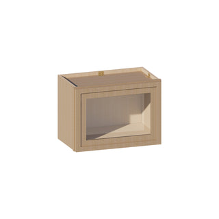 Slim White Oak - 21"W × 15"H Glass-Door Wall Cabinet