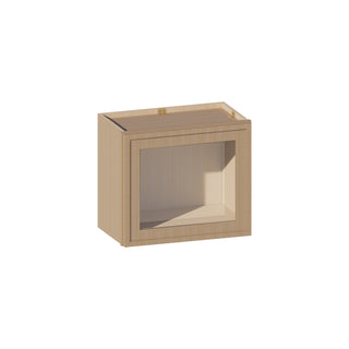 Slim White Oak - 21"W × 18"H Glass-Door Wall Cabinet