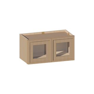 Slim White Oak - 24"W × 12"H Glass-Door Wall Cabinet
