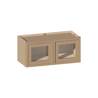 Slim White Oak - 27"W × 12"H Glass-Door Wall Cabinet