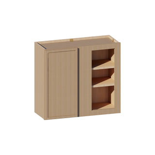 Slim White Oak - 27"W × 30"H Blind Corner Wall Cabinet