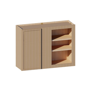 Slim White Oak - 27"W × 36"H Blind Corner Wall Cabinet