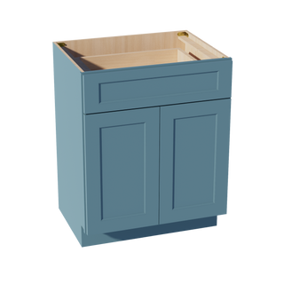 TG-VB2721: Soft Green Shaker 27"W x 34-1/2"H x 21"D 2 Doors & 1 Drawer Double Door Vanity Base Cabinets