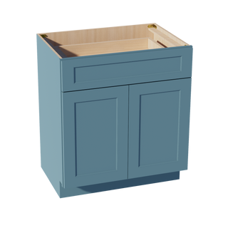 TG-VB3021: Soft Green Shaker 30"W x 34-1/2"H x 21"D 2 Doors & 1 Drawer Double Door Vanity Base Cabinets