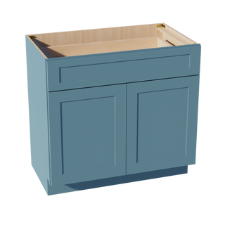 TG-VB3621: Soft Green Shaker 36"W x 34-1/2"H x 21"D 2 Doors & 1 Drawer Double Door Vanity Base Cabinets