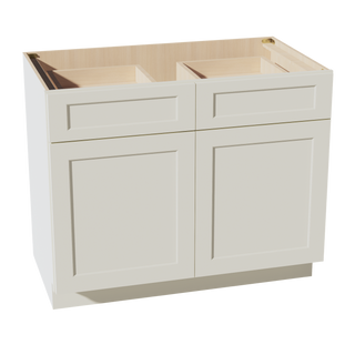 TW-B42: Creamy White Shaker 42" 2 Drawers 2 Doors Standard Base Cabinet