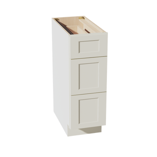 TW-DB12: Creamy White Shaker 12" 3 Drawers Base Cabinet