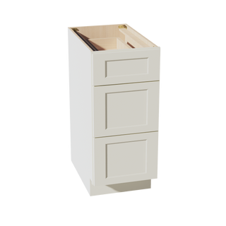 TW-DB15: Creamy White Shaker 15" 3 Drawers Base Cabinet