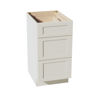 TW-DB18: Creamy White Shaker 18" 3 Drawers Base Cabinet