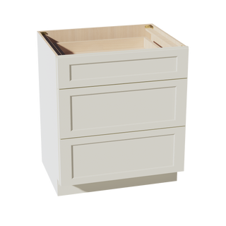 TW-DB30: Creamy White Shaker 30" 3 Drawers Base Cabinet