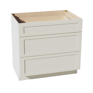 TW-DB36: Creamy White Shaker 36" 3 Drawers Base Cabinet