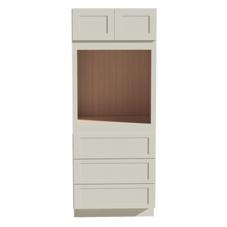 TW-OC3384: Creamy White Shaker 33"W x 84"H x 24"D 2 Doors & 3 Drawers Tall Oven Shelf Cabinets