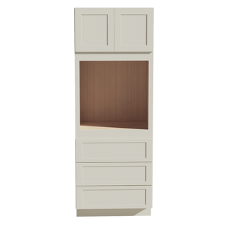 TW-OC3390: Creamy White Shaker 33"W x 90"H x 24"D 2 Doors & 3 Drawers Tall Oven Shelf Cabinets