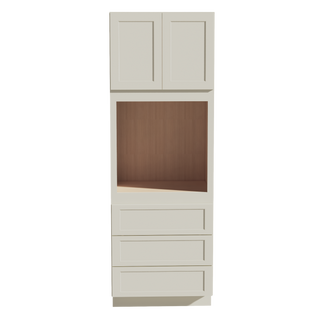 TW-OC3396: Creamy White Shaker 33"W x 96"H x 24"D 2 Doors & 3 Drawers Tall Oven Shelf Cabinets