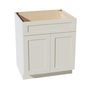 TW-SB30: Creamy White Shaker 30" 2 Doors 1 False Drawer Sink Base Cabinet