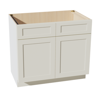 TW-SB39: Creamy White Shaker 39" 2 Doors 2 False Drawers Sink Base Cabinet