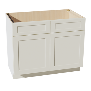 TW-SB42: Creamy White Shaker 42" 2 Doors 2 False Drawers Sink Base Cabinet