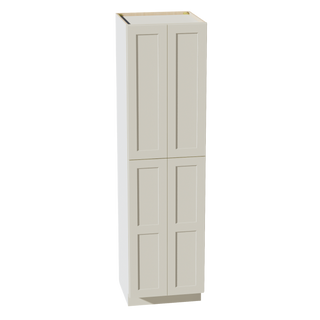 TW-TP2490: Creamy White Shaker 24"W x 90"H x 24"D 4 Door & 5 Shelves Tall Shelf Pantry Cabinets