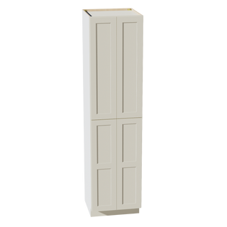 TW-TP2496: Creamy White Shaker 24"W x 96"H x 24"D 4 Door & 6 Shelves Tall Shelf Pantry Cabinets