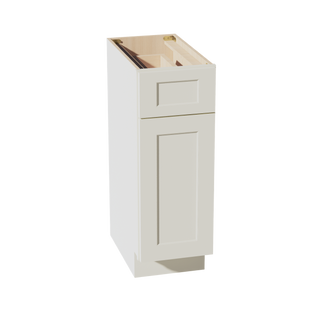 TW-VB1221: Creamy White Shaker 12"W x 34-1/2"H x 21"D 1 Door & 1 Drawer Single Door Vanity Base Cabinets