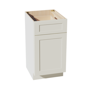 TW-VB1821: Creamy White Shaker 18"W x 34-1/2"H x 21"D 1 Door & 1 Drawer Single Door Vanity Base Cabinets