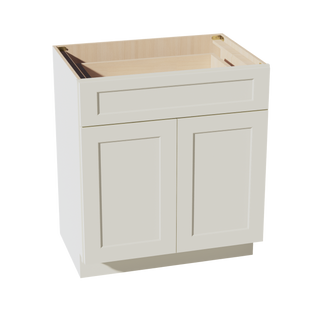 TW-VB3021: Creamy White Shaker 30"W x 34-1/2"H x 21"D 2 Doors & 1 Drawer Double Door Vanity Base Cabinets