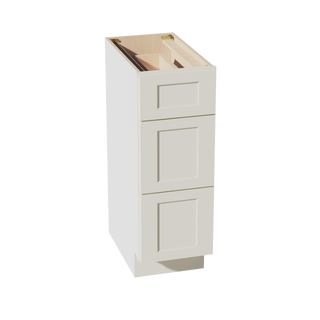 TW-VDB1221: Creamy White Shaker 12"W x 34-1/2"H x 21"D  3 Drawers Vanity Base Cabinets