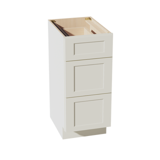 TW-VDB1521: Creamy White Shaker 15"W x 34-1/2"H x 21"D  3 Drawers Vanity Base Cabinets