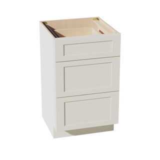 TW-VDB2121: Creamy White Shaker 21"W x 34-1/2"H x 21"D  3 Drawers Vanity Base Cabinets