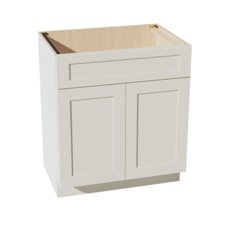 TW-VSB3021: Creamy White Shaker 30"W x 34-1/2"H x 21"D 2 Doors & 1 False Drawer Vanity Sink Base Cabinets