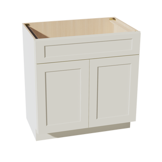 TW-VSB3321: Creamy White Shaker 33"W x 34-1/2"H x 21"D 2 Doors & 1 False Drawer Vanity Sink Base Cabinets