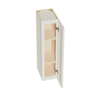 TW-W0936: Creamy White Shaker 09"W x 36"H 1 Door & 2 Shelves Standard Wall Cabinet