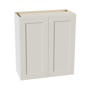 TW-W2730: Creamy White Shaker 27"W x 30"H 2 Doors & 2 Shelves Standard Wall Cabinet