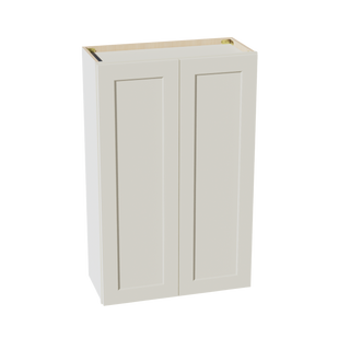 TW-W2742: Creamy White Shaker 27"W x 42"H 2 Doors & 3 Shelves Standard Wall Cabinet