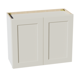 TW-W3024: Creamy White Shaker 30"W x 24"H 2 Doors Standard Wall Bridge Cabinet