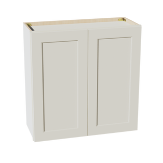 TW-W3030: Creamy White Shaker 30"W x 30"H 2 Doors & 2 Shelves Standard Wall Cabinet