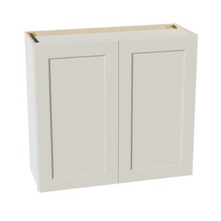 TW-W3330: Creamy White Shaker 33"W x 30"H 2 Doors & 2 Shelves Standard Wall Cabinet