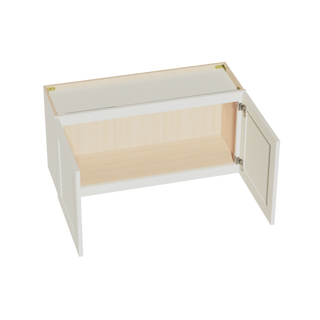 TW-W3618: Creamy White Shaker 36"W x 18"H 2 Doors Standard Wall Bridge Cabinet