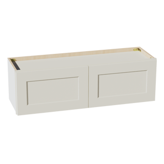 TW-W3912: Creamy White Shaker 39"W x 12"H 2 Doors Standard Wall Bridge Cabinet