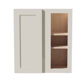 TW-WBC2730: Creamy White Shaker 27"W x 30"H 1 Door & 2 Shelves Wall Blind Corner Cabinets