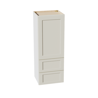 TW-WD1848: Creamy White Shaker 18"W x 48"H 1 Door & 2 Drawers Special Wall Cabinet