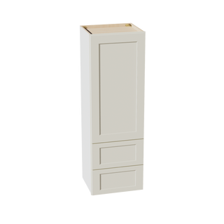 TW-WD1854: Creamy White Shaker 18"W x 54"H 1 Door & 2 Drawers Special Wall Cabinet