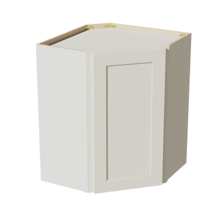 TW-WDC2430: Creamy White Shaker 24"W x 30"H 1 Door & 2 Shelves Diagonal Wall Corner Cabinet