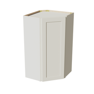 TW-WDC2442: Creamy White Shaker 24"W x 42"H 1 Door & 2 Shelves Diagonal Wall Corner Cabinet